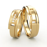 Moderne Vielsesringe med Geometrisk Design & Diamanter - EG 44