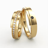 Eksklusive Vielsesringe i Guld med Diamant Eternity & Sort Sten - EG 45