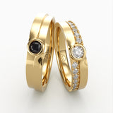 Vielsesringe med Ædelsten og Diamant Pavé - EG 47