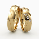 Vielsesringe med Bølget Design & Tre Diamanter - EG 48