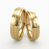 Moderne Vielsesringe med Geometrisk Design & Diamant - EG 49