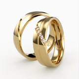 Vielsesringe med Diagonal Mønster & Diamant Detaljer - EG 52