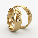 Moderne Vielsesringe med Geometrisk Design & Diamanter - EG 44