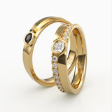 Vielsesringe med Ædelsten og Diamant Pavé - EG 47