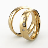 Vielsesringe med Tre Diamanter & Elegant Design - EG 56