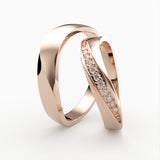 Vielsesringe med Diagonal Design & Diamant Kanal - EG 51