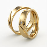 Vielsesringe med Bølget Design & Diamant Detalje - EG 50