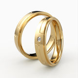 Moderne Vielsesringe med Geometrisk Design & Diamant - EG 49