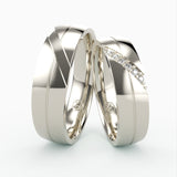 Vielsesringe med Diagonal Mønster & Diamant Detaljer - EG 52