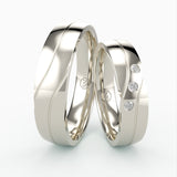 Vielsesringe med Bølget Design & Tre Diamanter - EG 57