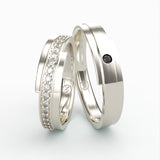 Eksklusive Vielsesringe i Guld med Diamant Eternity & Sort Sten - EG 45