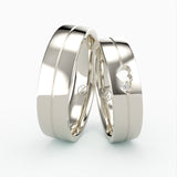 Romantiske Vielsesringe med Hjerte & Diamant Detalje - EG 60