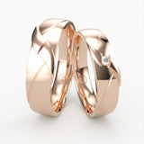 Vielsesringe med Flettet Design & Diamant Detalje - EG 54