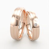 Moderne Vielsesringe med Geometrisk Design & Diamant - EG 49