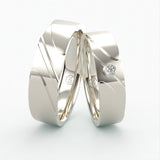 Vielsesringe med Bølget Design & Diamant Detalje - EG 50