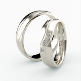 Vielsesringe med Bølget Design & Tre Diamanter - EG 57