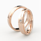 Moderne Vielsesringe med Geometrisk Design & Diamant - EG 49