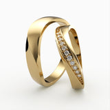 Vielsesringe med Diagonal Design & Diamant Kanal - EG 51