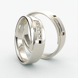 Moderne Vielsesringe med Geometrisk Design & Diamanter - EG 44