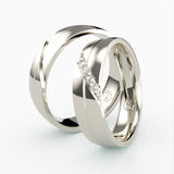 Vielsesringe med Diagonal Mønster & Diamant Detaljer - EG 52