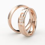 Vielsesringe med Rektangulært Design og 4 Diamanter - EG 59