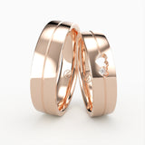 Romantiske Vielsesringe med Hjerte & Diamant Detalje - EG 60