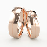 Vielsesringe med Diagonal Mønster & Diamant Detaljer - EG 52