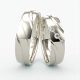 Vielsesringe med Bølget Design & Tre Diamanter - EG 48