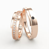 Eksklusive Vielsesringe i Guld med Diamant Eternity & Sort Sten - EG 45