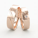 Vielsesringe med Bølget Design & Diamant Detalje - EG 50