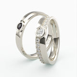 Vielsesringe med Ædelsten og Diamant Pavé - EG 47