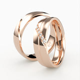 Vielsesringe med Diagonal Mønster & Diamant Detaljer - EG 52