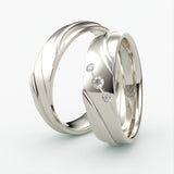 Vielsesringe med Bølget Design & Tre Diamanter - EG 48