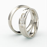 Vielsesringe med Rektangulært Design og 4 Diamanter - EG 59