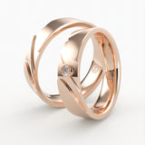 Vielsesringe med Bølget Design & Diamant Detalje - EG 50