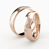 Vielsesringe med Bølget Design & Tre Diamanter - EG 57