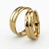 Klassiske Vielsesringe i Guld med Enkelt Diamant Detalje - side