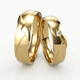 Vielsesringe i Guld med Flettet Design & Diamant Detalje