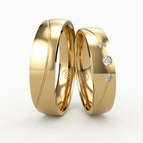 Vielsesringe i Guld med Tre Diamanter & Elegant Design