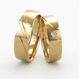 Vielsesringe med Bølget Design & Diamant Detalje