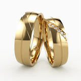 Vielsesringe med Diagonal Mønster & Diamant Detaljer