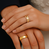 Vielsesringe med dobbelt diamant kæde og klassisk design – EG03