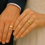 Vielsesringe med enkelt pavé diamantbånd hele vejen rundt - EG21