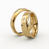 Facetslebne guld vielsesringe med diamant – EG34 - sides