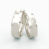 Facetslebne vielsesringe i hvidguld med diamanter – EG34