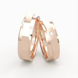 Facetslebne vielsesringe i rosaguld med diamanter – EG34