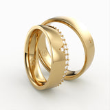 Guld vielsesringe med pilform og diamanter – EG36 - sider