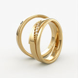 Guld vielsesringe med sort diamant og hvide diamanter – EG31