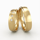 Guld vielsesringe med tre indsatte diamanter – EG38