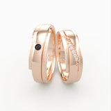 Rosa Gold wedding rings with black diamond and white diamonds – EG31